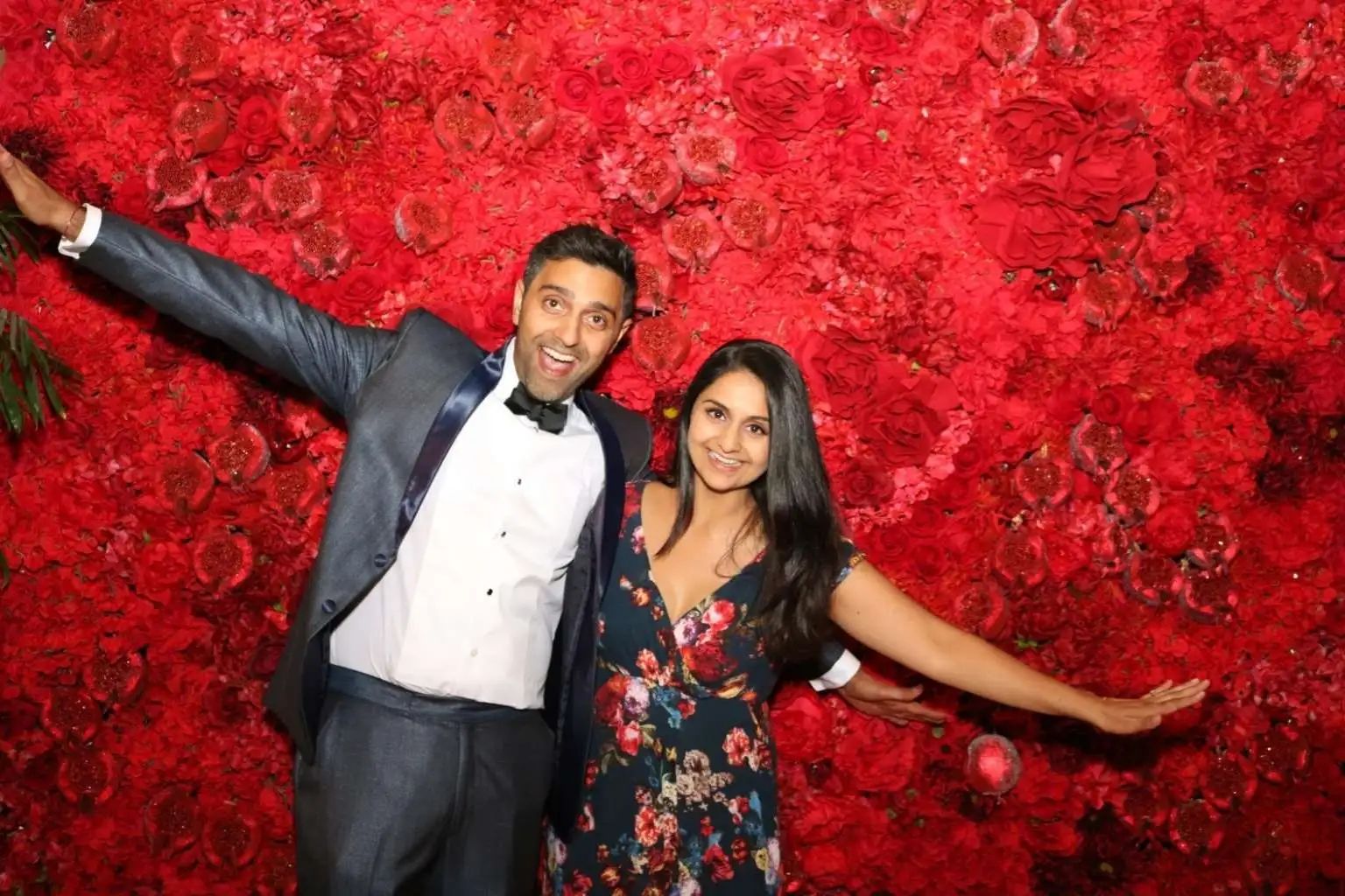 Photo Booth with Red Rose Backdrop