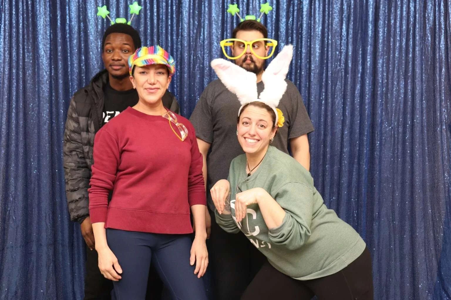 Photo Booth with Blue Sequin Backdrop