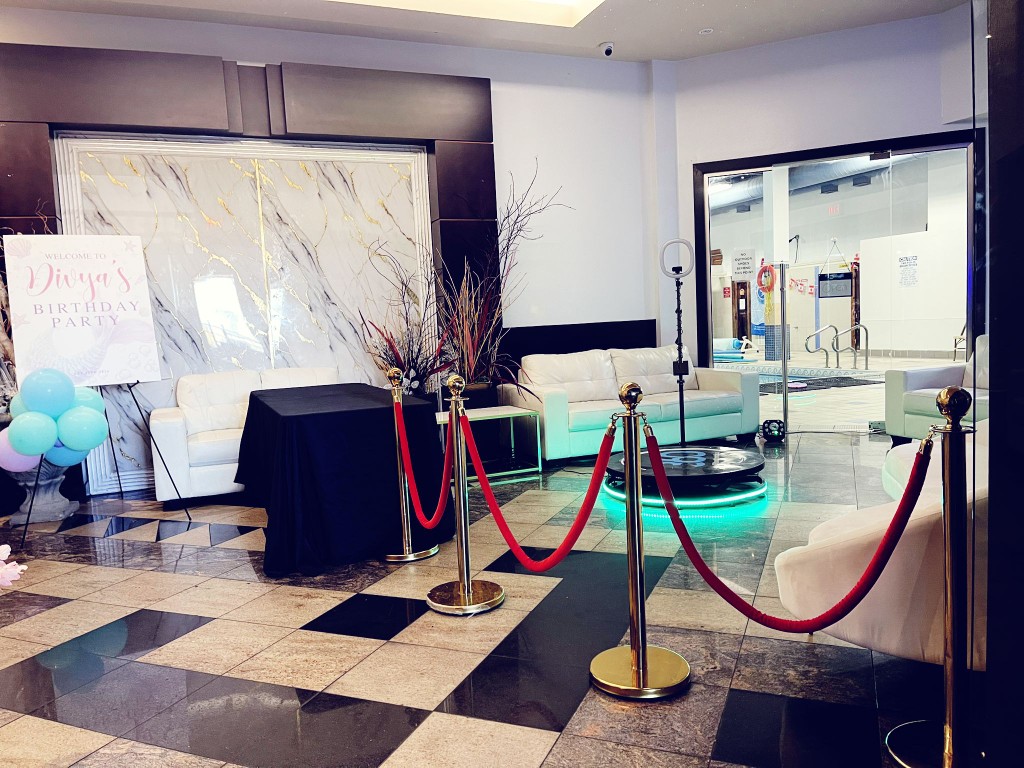 Stanchions with a 360 Video Booth Rental in Markham