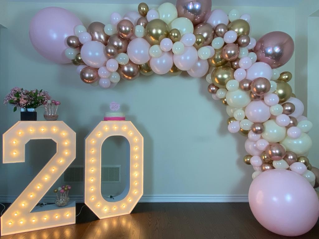 Marquee numbers and balloon arch in Richmond Hill